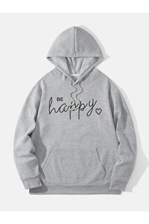 AYMONTANA Be happy baskılı kapüşönlü Sweatshirt