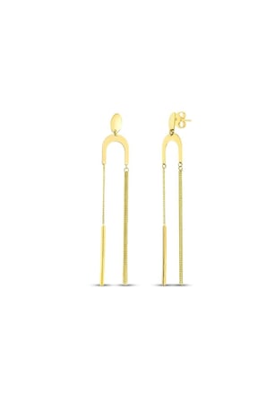 Altın Sallantılı Tasarım Küpe - 14K