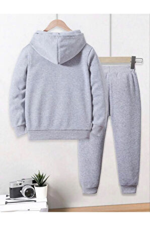 Erkek Çocuk Neon Konsol Baskılı Kapüşonlu SWEATSHİRT Eşofman Takımı