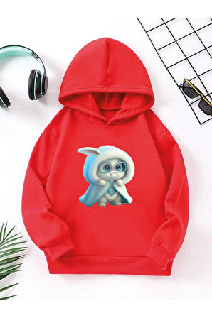 Çocuk Kapüşonlu Baskılı Sweatshirt