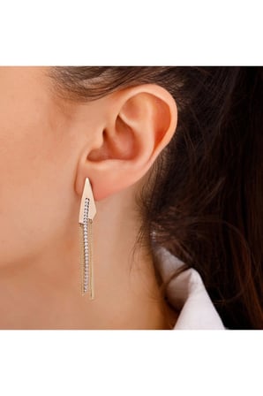 Altın Sallantılı Tasarım Küpe - 14K