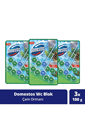Domestos Wc Blok 5'li Güç Çam Ferahlığı Maksimum Hijyen 100 G X3