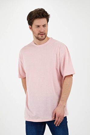 Unisex Pamuklu Turuncu Bisiklet Yaka Oversize T-shirt