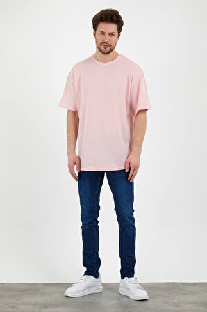 Unisex Pamuklu Turuncu Bisiklet Yaka Oversize T-shirt
