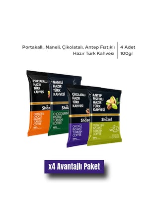 Hazır Türk Kahvesi | Naneli | Çikolatalı | Portakallı | Antep Fıstıklı | 100 gr | 4 Adet