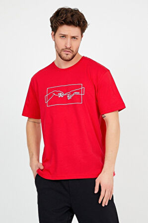 Siyah Ön Baskılı Pamuklu T-shirt