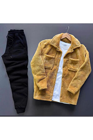 Peluş Hırka Ceket Ve Eşofman Alt Takım