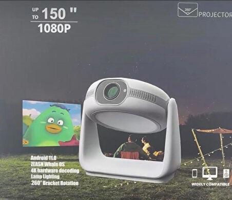 K1 Taşınabilir Powerbankli 4K Destekli 1080P Android Sistemli Sinema Projeksiyon Cihazı