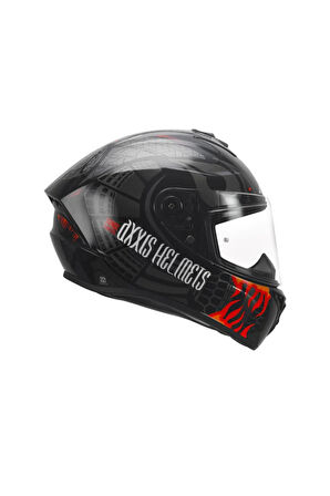 AXXIS Draken S Maori Devil B5 Matt Red Kapalı Motosiklet Kaskı + Yedek Siyah Vizör