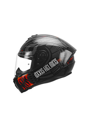AXXIS Draken S Maori Devil B5 Matt Red Kapalı Motosiklet Kaskı + Yedek Siyah Vizör