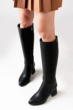 Siyah Kadın Topuklu Çizme