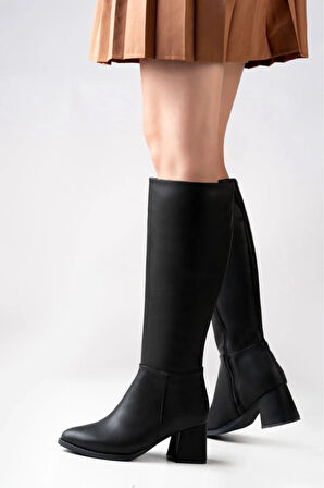Siyah Kadın Topuklu Çizme