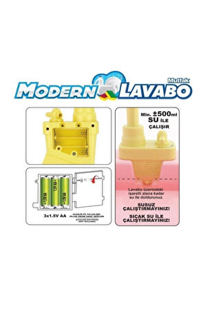 Modern Çeşmeli Lavabo Seti Mavi Pilli Mutfak Oyuncak Seti