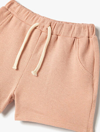 Erkek Bebek Basic Şort Beli Lastikli Dokulu Pamuklu