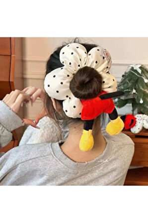 Pofuduk Simit Toka Mickey Mouse Karekterli Lastikli Saç Tokası New-100