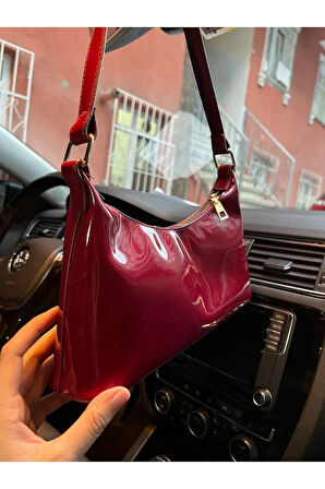 Raby Model Cherry Red Bordo Rugan Baget Omuz Çanta