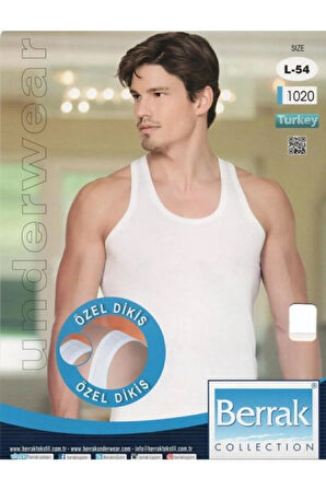 Berrak 1020 (XXL-60) 3AD Formalı Erkek Özel Dikişli Atlet