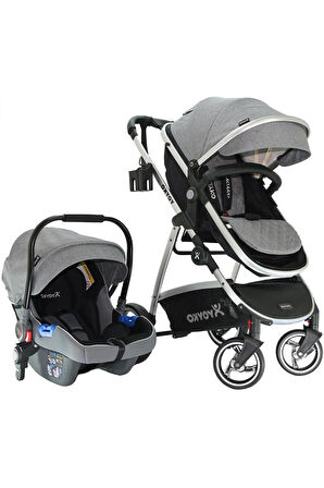 City Seyahat Sistem Bebek Arabası 3 In 1 Gri Silver
