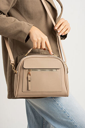 Orijinal Kadın Çapraz Ve Elde Ayarlanabilir Askılı Deri Dokulu Üç Gözlü Büyük Omuz Ve El Çantası