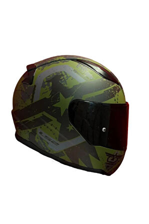 Rapid 2 Thunder Birds Full Face Motosiklet Kaskı Siyah Vizörlü