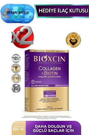 2 Adet Collagen & Biotin Ekstra Hacim Şampuanı 300 Ml - (Kolajen Biotin İnce Seyrek Saçlar)