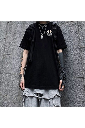Harajuku Stitched Smile Oversize Unisex T-shirt