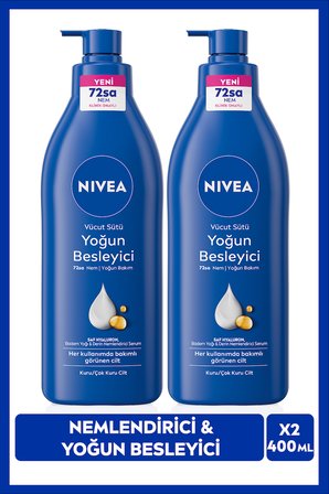 Yoğun Besleyici Vücut Sütü 400ml, Çok Kuru Ciltler, Hyaluron, Derin Nemlendirici Vücut Bakım, X2Adet