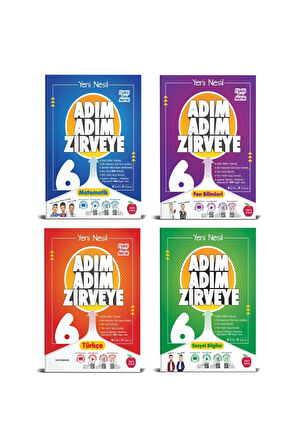 6. Sınıf Matematik+Fen+ Türkçe+ Sosyal Adım Adım Zirveye Soru Bankası 4 Kitap