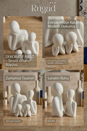 Biblo Heykel Çocuk Silüeti Heykel Seti Beyaz Renk Model 13