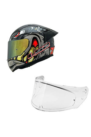 Rapıd 2 Spox Kırmızı Gri Kask Spoiler-şeffaf Cam Hediye