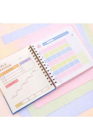 Lizy Spiralli Süresiz Planlayıcı Ajanda - 19x19 cm - Motivasyon ve Sticker Sayfaları Kiraz