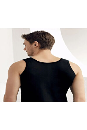 Erkek Siyah Renk %100 Pamuklu Penye Atlet Me002 Yeni Sezon