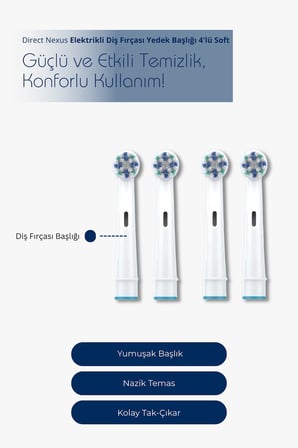 Oral-B Uyumlu Yumuşak Elektrikli Diş Fırçası Yedek Başlığı 4’lü (Soft)