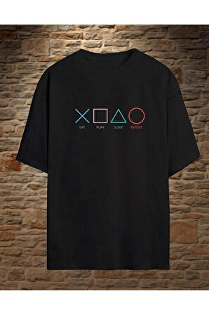 Unisex Şekil Baskılı Oversize garalio T-shirt