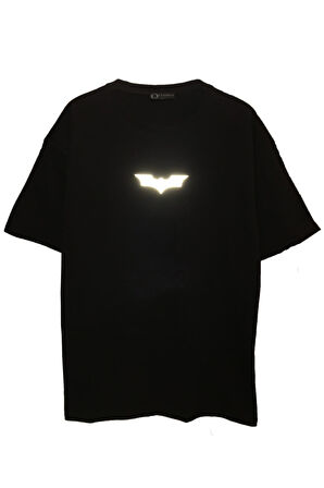 Unisex Oversize Reflektör Baskılı Dc Batman Tişört