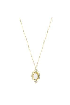 Altın Taşlı Vintage Kolye - 14K