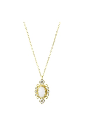 Altın Taşlı Vintage Kolye - 14K