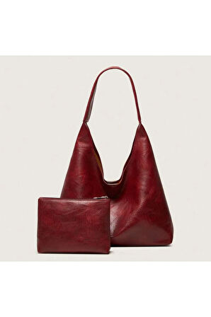 Kadın Omuz Çantası Büyük Kapasiteli Çok Yönlü yumuşak deri yavrulu cüzdanlı salaş çanta