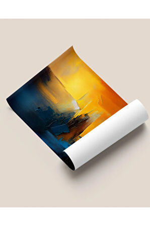 Çerçevesiz Poster Dijital Baskı Soyut Güneş ve Gece - 50x70