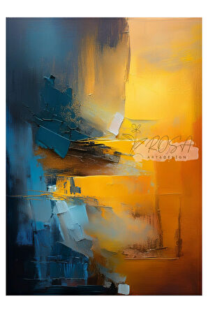 Çerçevesiz Poster Dijital Baskı Soyut Güneş ve Gece - 50x70