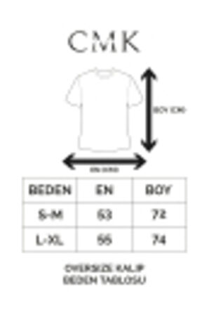 Unisex Hashag Siyah Oversize Bisiklet Yaka Baskılı T-shirt