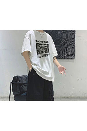 Radiohead Beyaz Unisex Oversize T-shirt