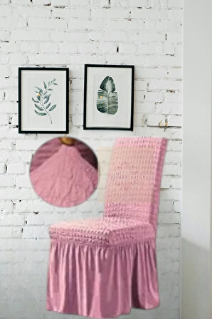 1 Adet Bürümcük Etekli Likralı Esnek Yıkanabilir Sandalye Kılıfı,45x45x60 Ölçüde Sandalye Örtüsü