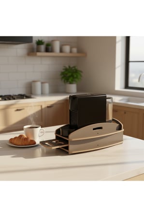 Nespresso Kapsül Standı ve Çekmecesi – Kahve Makinesi Altlığı, Kapsül Düzenleyici Organizer (20x38x15 cm)