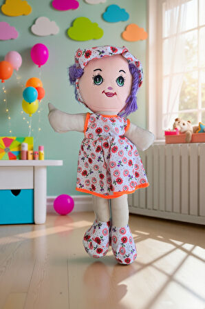 Bez Bebek 50cm Mor Renkli Elbise Eğitici Oyuncaklar Kız Çocuk Oyuncakları Evcilik Oyuncakları