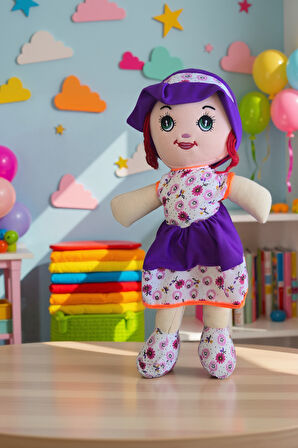 Bez Bebek 50cm Mor Renkli Elbise Eğitici Oyuncaklar Kız Çocuk Oyuncakları Evcilik Oyuncakları