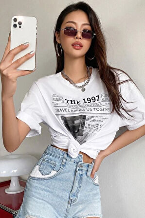 Kadın Beyaz CosinessOversize T-shirt