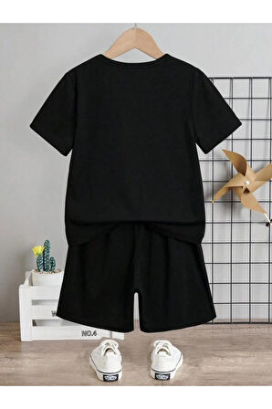Çocuk Tasarım Mickey Mouse Çiçek Baskılı T-Shirt Şort Alt Üst Takım %100 Pamuk