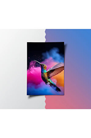 Çerçevesiz Poster, Dijital Baskı Kağıt Poster Sinek Kuşu "momo"