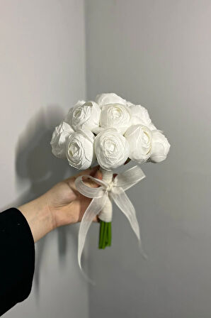 17’li Mini Şakayık Gelin Buketi & Atma Çiçeği & Nişan Düğün Buketi